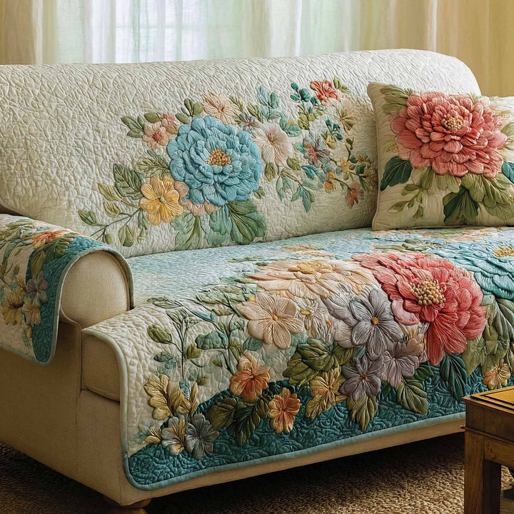 Alaia - Quilted Sofa Cover Colour Ivory