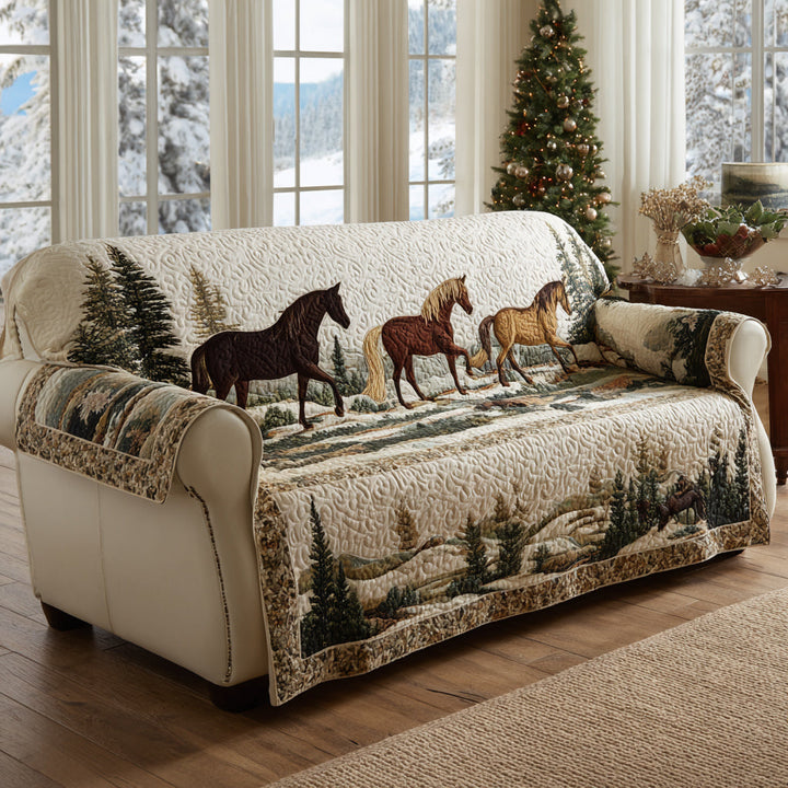 Candace - Quilted Sofa Cover Horse Alps