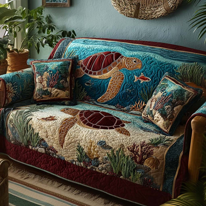 Farrah - Quilted Sofa Cover Turtle
