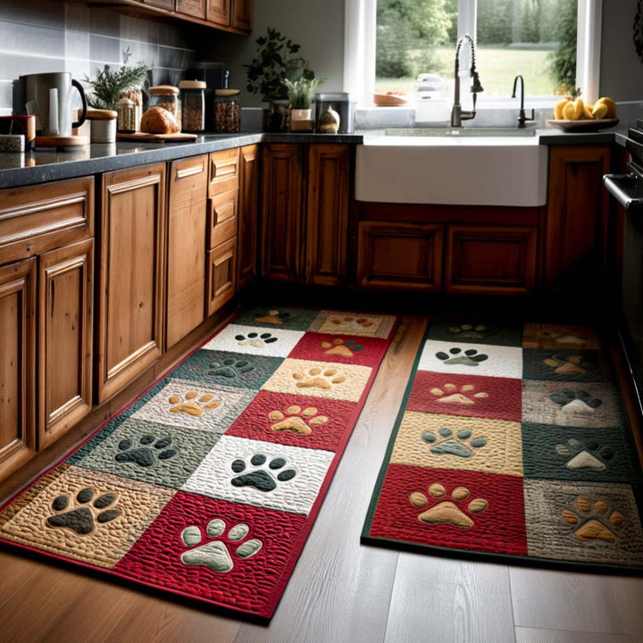 Journee - 2-Piece Kitchen Mat Set - Cosy Paw Prints