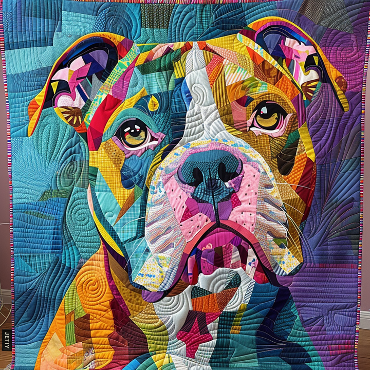 June - Quilted Blanket - Colourful Puppy Charm