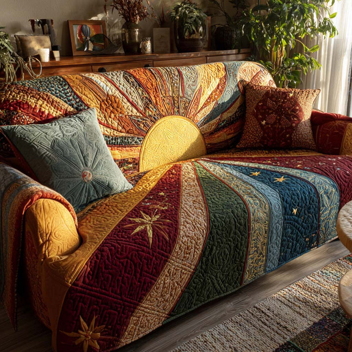 Kaelyn - Quilted Sofa Cover Patchwork Rustic All Dawn
