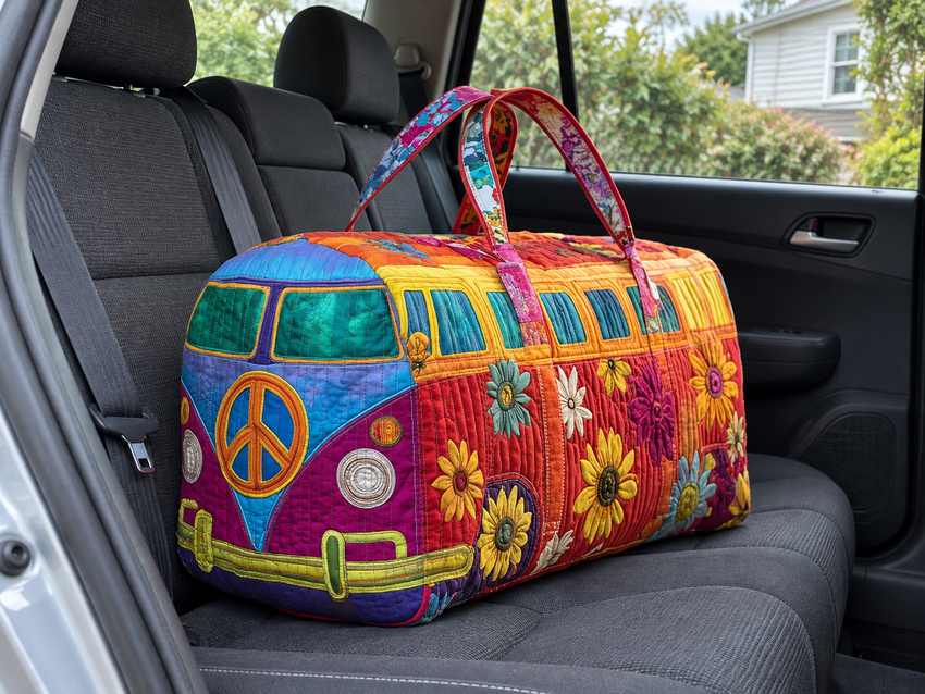 QUILTED TRAVEL BAG | PEACE AND FLOWERS CAMPER