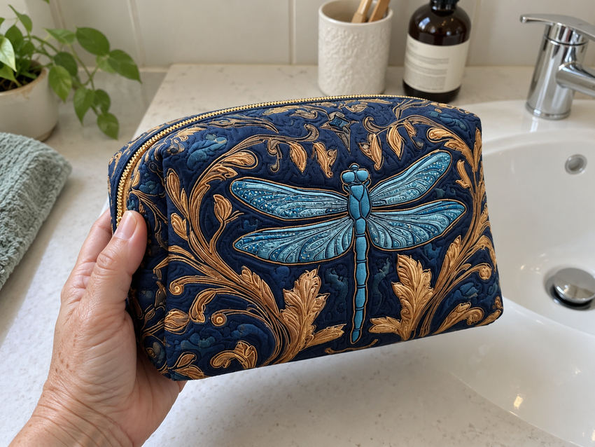 ELOISE - QUILTED TOILETRY BAG - SHINY DRAGONFLY