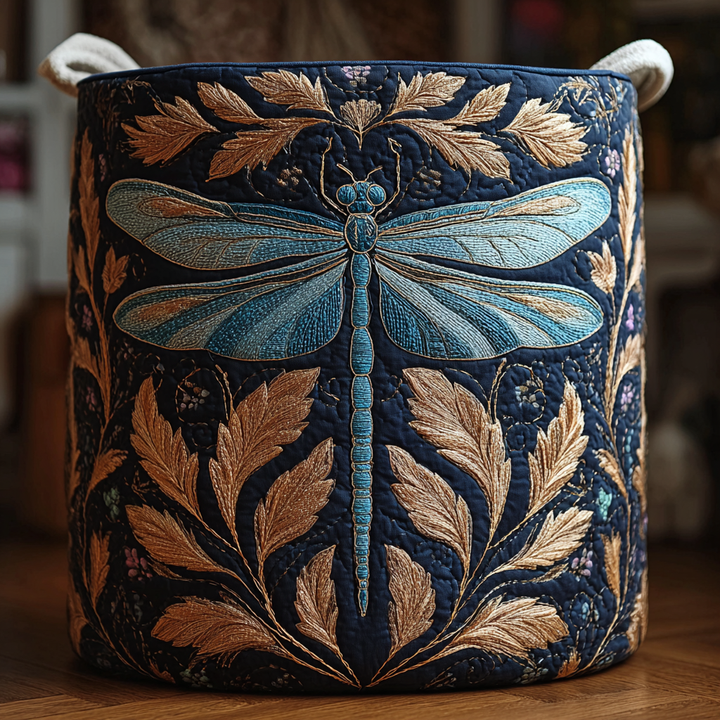 Quilted Laundry Basket - Colourful Dragonfly