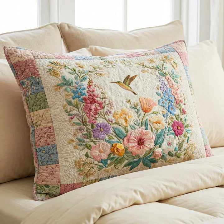 Quilted Decorative Pillowcase - Flower Fields