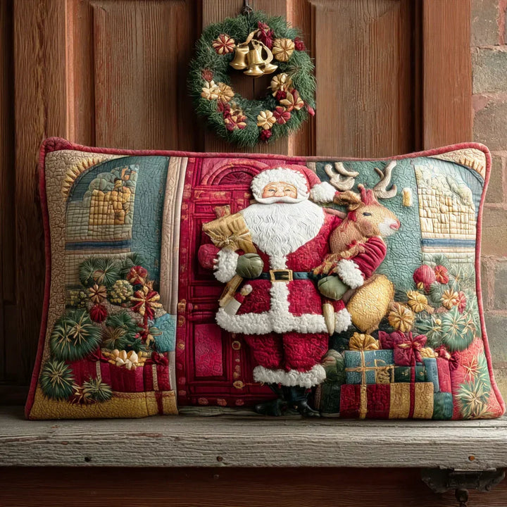 Quilted Decorative Pillowcase - Santa's Warm Welcome