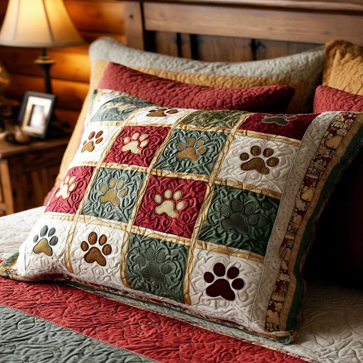 Quilted Decorative Pillowcase - Scarlet Paws