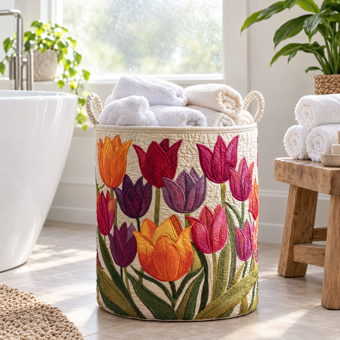 Quilted Laundry Basket - Tulip Joy