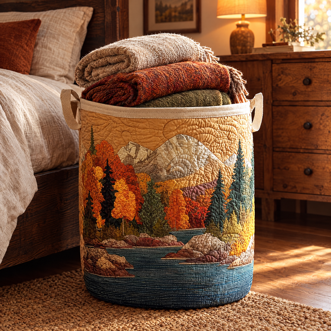 Quilted Laundry Basket - Autumn River