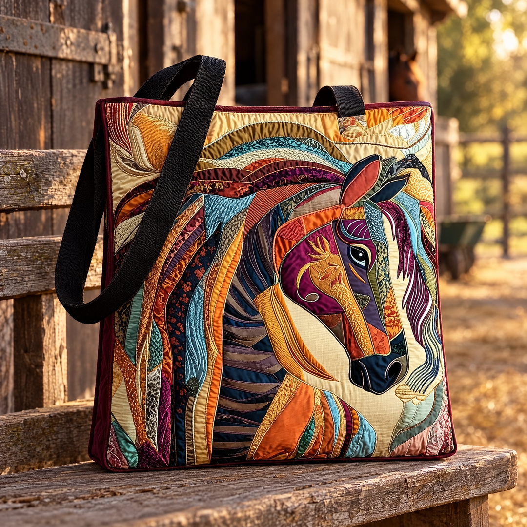 Quilted Tote Bag - Mosaic Horse