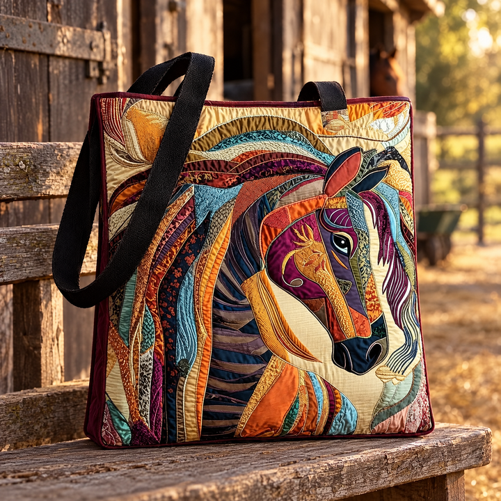 Quilted Tote Bag - Mosaic Horse